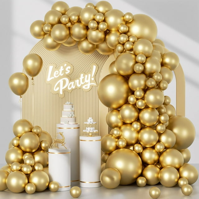 Kit de arco de globos Awenztech Metallic Gold con 120 globos