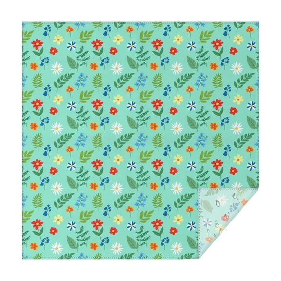 Pioneer Flower Floral Print Pattern Square Tablecloth, Waterproof Wipeable Spillproof Washable Table Cover for Home Kitchen Party Decor, 42"x42"