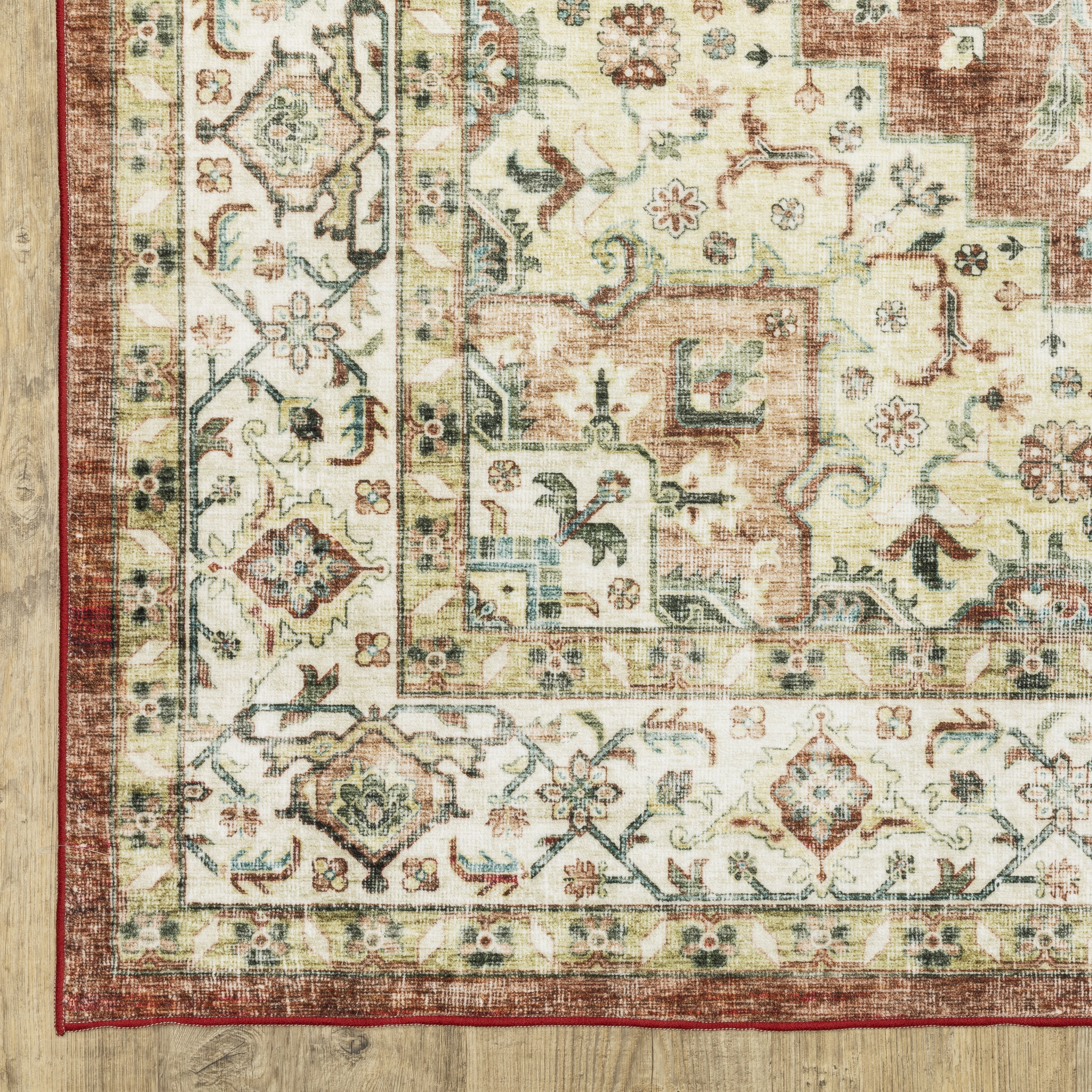 Avalon Home Sebastian Oriental Medallion Red/ Ivory Washable Indoor Area Rug