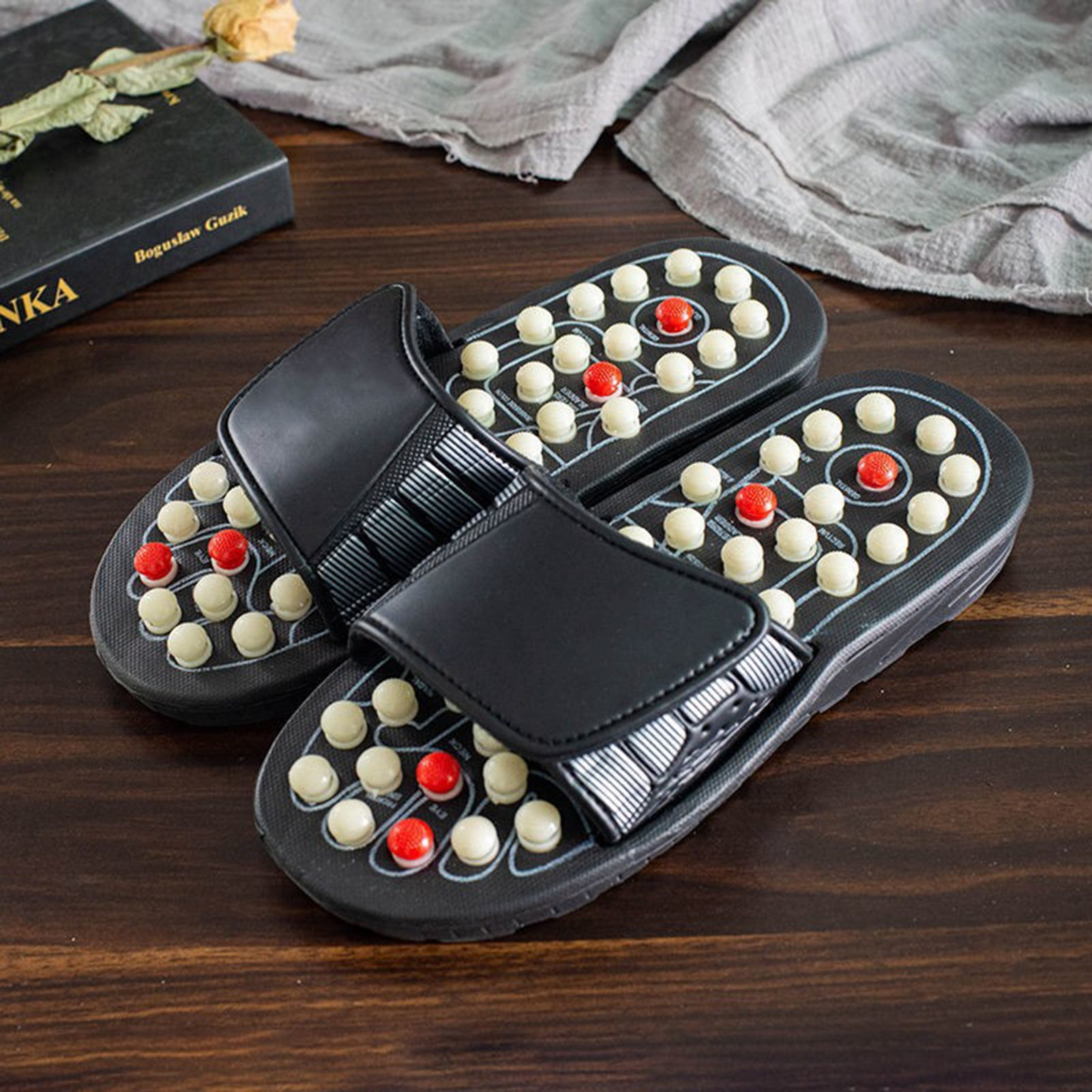 sunsanly 1 Pair Acupressure Massage Slippers Plantar Fasciitis Pain Relief Muscle Relaxation Foot Massager Home Acupuncture Sandals Slides Shoes