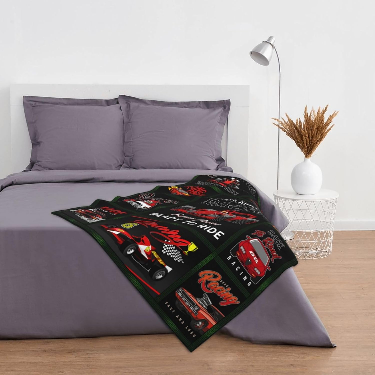 Race Car Blanket for Adults Boys Kids, Cool Cars Blanket, Soft Cozy Kids Bedding Fleece Blanket, Gift Blanket for Racing Fans, Race Car Flannel Fleece Blanket, Red Black,40"x50"