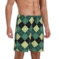 thumbnail image 2 of Fotbe Green Squares Pajama Shorts for Men, Men's Pajama Bottoms, Sleepwear,Short Pajama Pants-Large, 2 of 9