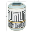 thumbnail image 3 of DecMode 9" Teal Ceramic Vase with Greek Knot Pattern, 3 of 7