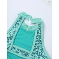 thumbnail image 4 of Lejafay Girls Kids Sparkly Sequins High Mock Neck Cutout Back Tank Leotard for Gymnastics Ballet Mint_Green 6, 4 of 7