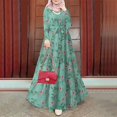 thumbnail image 2 of ZANZEA Women Floral Print Long Sleeve Belt Muslim Abayas Holiday Party Casual Kaftan Long Dress, 2 of 4