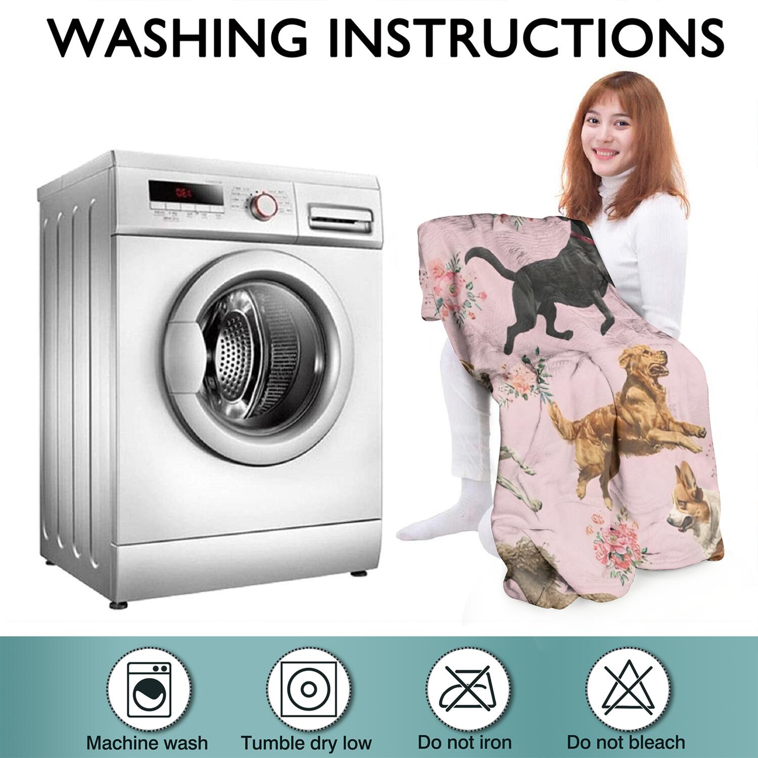 Wearable Oversized Blanket,Dogs with Pioneer Flower Wearable Blanket Hoodie for Adults,Cozy Hooded Blankets with Super Pockets,Super Warm Fuzzy Pullover for Women & Men