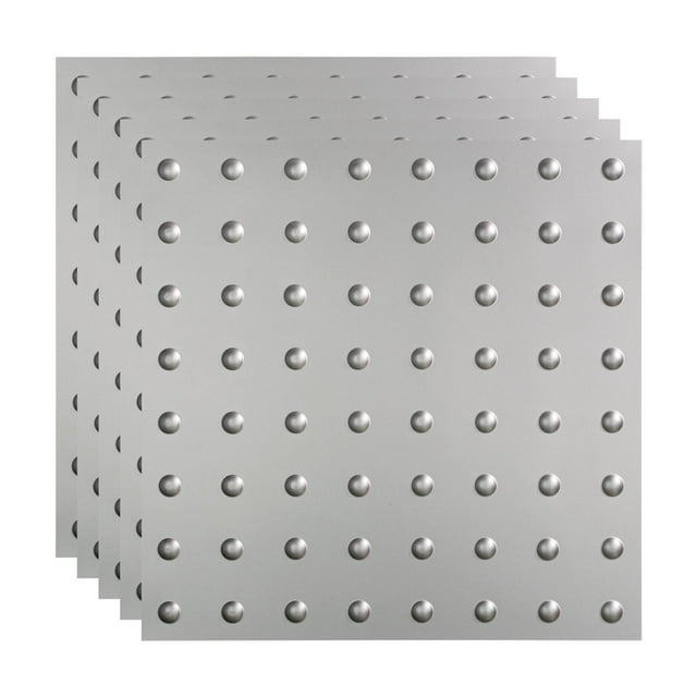 FASÄDE Dome Decorative Vinyl 2ft x 2ft Lay in Ceiling Panel in Argent Silver (5 Pack)