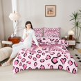 thumbnail image 4 of Homewish Female Men Women Safari Cheetah Full Size Comforter Sets 3-Piece,Black Pink Bedding Comforter Set,Jungle Wildlife Leopard Print Lightweight Bedding Sets,Luxury Bedroom Decor,Reversible, 4 of 8