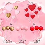 Multicolor Heart-shaped Spherical Cake Decoration Plug-in Set