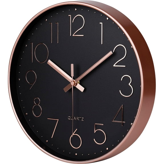 12 Inch Wall Clock Non-Ticking Silent Battery Operated Round Wall Clock Modern Elegant Simple Style Clock for Home Bedroom Living Room Kitchen Office