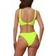 thumbnail image 3 of INSPIRAR CHIC Conjuntos de Bikini de Corte con Espalda al Descubierto para Mujeres de 2 Piezas, Top de Cuello Redondo y Parte Inferior Triangular, Trajes de Baño en Amarillo Fluorescente Grande, 3 of 5