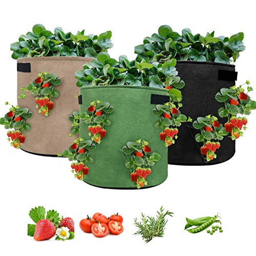 JUST N1 Strawberry Grow Bags Vegetables Tomatoes Square Raised Garden Beds Bags Planter Raised Bed Growbag Plant Pot