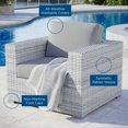 thumbnail image 4 of Lounge Chair Armchair, Rattan, Wicker, Grey Gray, Modern Contemporary Urban Design, Outdoor Patio Balcony Cafe Bistro Garden Furniture Hotel Hospitality, 4 of 8