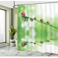 thumbnail image 5 of Ambesonne Nature Shower Curtain, Ladybug on Water Image, 69"Wx84"L, Red Green, 5 of 5
