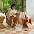 thumbnail image 4 of Double Stitch Alpaca Wool Throw Blanket - Warm, Soft Blanket for Couch, Luxury & Decorative Fleece Throw, Fall Plaid, Gift for Mother's Day, House Warming, 50" x 60", 4 of 9