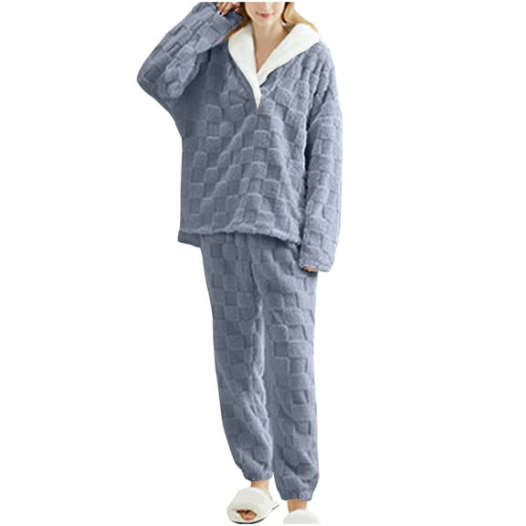 FAIWAD Pajamas for Women Set Fleece Plush Sleepwear Soft Comfy Pullover with Pants 2 Piece Sleepwear for Winter