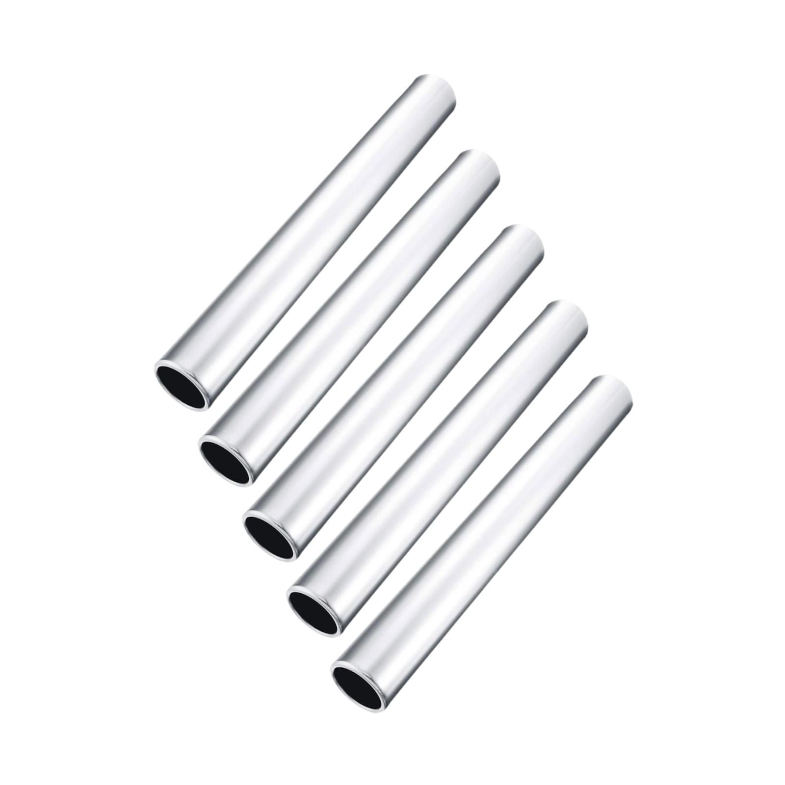 Wswqop Set of 5 Relay for Track And Field Events, 11.42" Running Sticks for Outdoor Use Silver