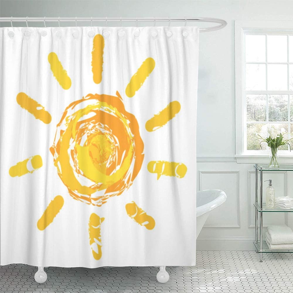 KSADK Orange Summer Sun Yellow Morning Doodle Sunny Ray Sunshine Childish Bright Shower Curtain