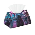 thumbnail image 2 of Lsque Neon Night Cityscape Printed Long Tissue Box Cover Holder, Facial Paper Organizer Dispenser,Triangle with Bottom Belt, PVC Leather Decorative Organizer, 2 of 9