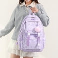 thumbnail image 4 of Aesthetic Backpack with Pendant, Star Print Laptop Backpack, Multi-layer Bookbag for Shopping Work (Purple), 4 of 8