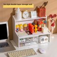 thumbnail image 3 of 8mm Thickened Medium-Sized Dual-Layer Desktop Organizer, Multi-Purpose Plastic Storage Rack for Cosmetics, Books & Office Supplies - Dustproof, Moistureproof, Space-Saving Design for Home, Dorm,, 3 of 6