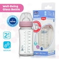 thumbnail image 2 of Chicco Well-Being Glass Feeding Bottle for Babies (240ml, Medium Flow) | Premium Borosilicate Glass for High Durability | Elongated Teat for Correct Latch | Comes with Anti-Spill Cap | BPA Free (Pink), 2 of 2