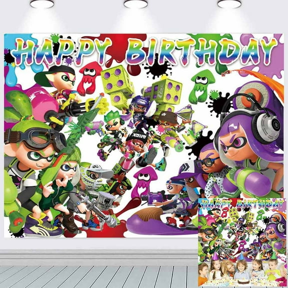 Splatoon Backdrop Party Supplies Taspestry Background Wall Decor Banner Poster Decor Decorations