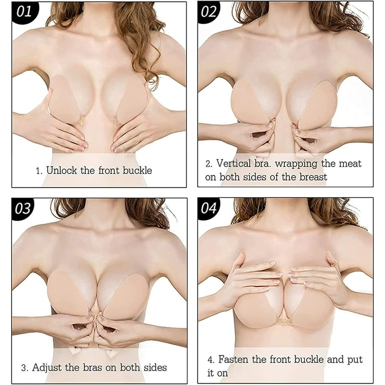 La Belle Fantastique Adhesive Silicone Bra, Invisible Stick On Bras  Strapless Backless Bra Reusable Gel Lift Pasties Push Up Bra Sticky Nude 
