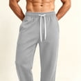 thumbnail image 5 of Men's Straight Leg Sweatpants Loose Drape Sporty Casual Active Athletic Pants Solid Color Drawstring Elastic Waist Joggers Lounge Pants with Pockets, 5 of 9