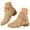 Khaki, variant on Women's Tie Knot Chelsea Ankle Boots Closed Toe Stacked Heel Booties Side Zipper Fall Work Casual Shoes