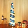 thumbnail image 4 of Christmas Tree with Lights Tinsel Christmas Tree Decoration Artificial Christmas Tree 4.92FT Foldable Pencil Tinsel Christmas Tree With Ball & Light for Xmas Home Office Party Decor, 4 of 9