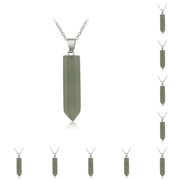 Sonducket Abalorio de columna hexagonal, fabricación exquisita, regalos de vacaciones, colgantes colgantes, abalorios de cristal, pendientes, llaveros, Aventurina verde 10piezas Sonducket CBP375840