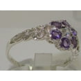 thumbnail image 2 of LBG 925 Sterling Silver Natural Amethyst & Diamond Womens Anniversary Ring - Size 10.5 (0.09 cttw, H-I Color, I2-I3 Clarity), 2 of 4