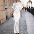 thumbnail image 2 of Levmjia Women's Satin Evening Dress Short Sleeve Maxi Dress Boat Neck A Line Formal Dress Flowy Cocktail Party Gown, 2 of 5