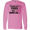 thumbnail image 3 of Inktastic Breast Cancer Awareness Cancer Picked the Wrong Girl Long Sleeve T-Shirt, 3 of 5