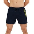 thumbnail image 3 of Daiosportswear Men's Basketball Gym Running Athletic Shorts Summer Quick Dry Workout Sports Shorts Activewear with Zipper Pockets Navy XXL(XXL), 3 of 4
