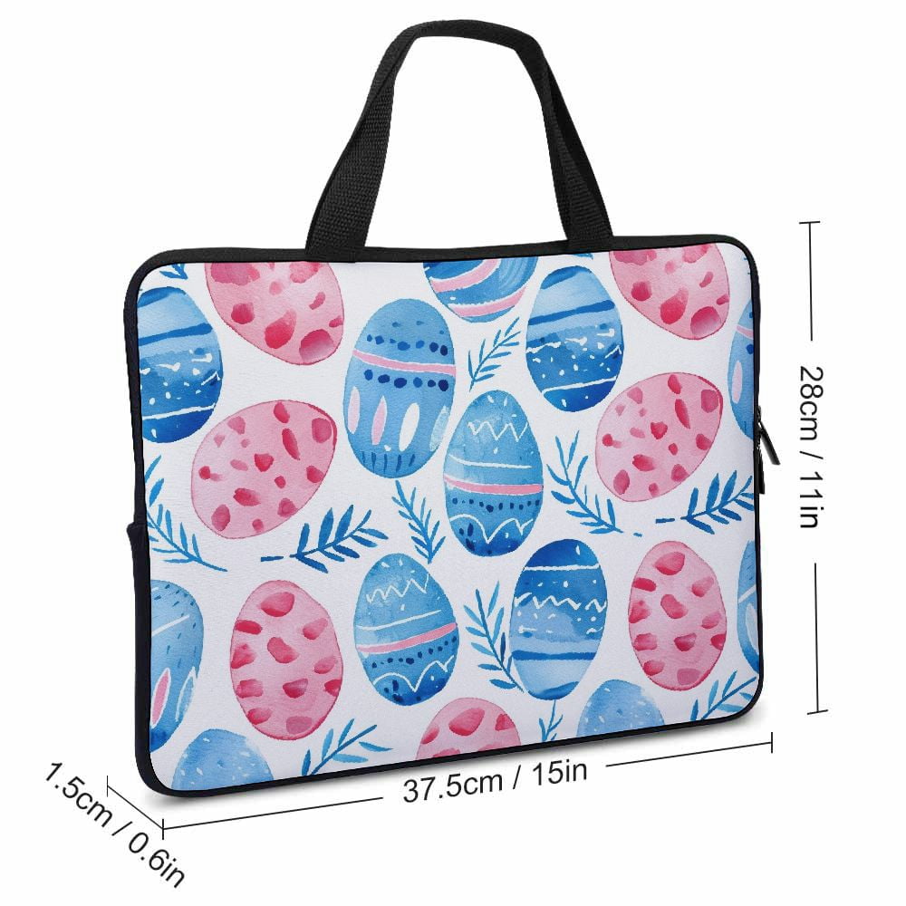 JRXY Easter Eggs Bunny Ears Whimsical Laptop Bag Diving Fabric Soft Carrying Travel Case Tablet Cover Neoprene 15inch