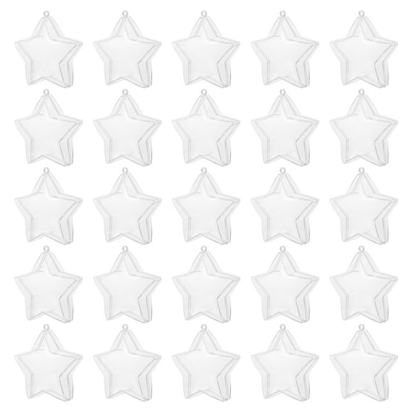 25 cajas de dulces transparentes con forma de estrella para regalos de Navidad, adornos colgantes transparentes, contenedor de plástico rellenable para regalos navideños.