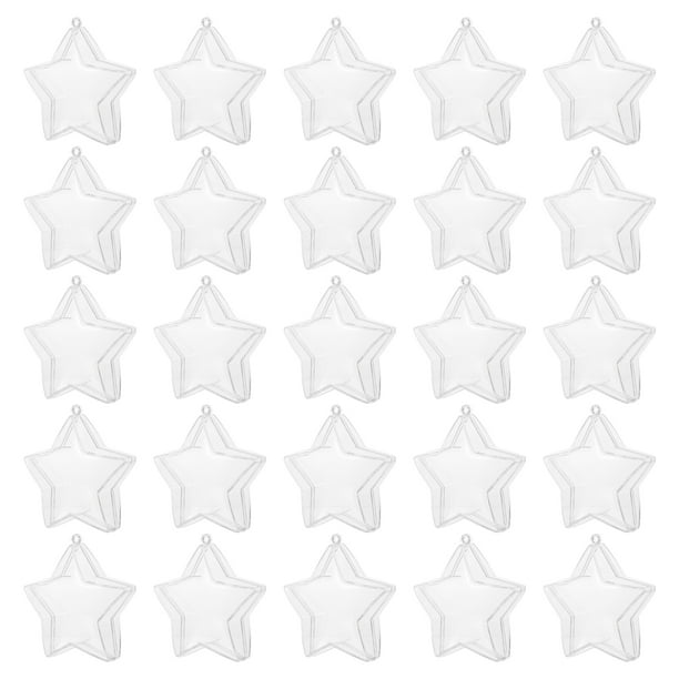 25 cajas de dulces transparentes con forma de estrella para regalos de Navidad, adornos colgantes transparentes, contenedor de plástico rellenable para regalos navideños.