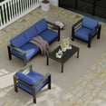 thumbnail image 3 of WildBreak Aluminum Outdoor Sofa and Chairs 4 Piece Set, Black/Blue, 3 of 8