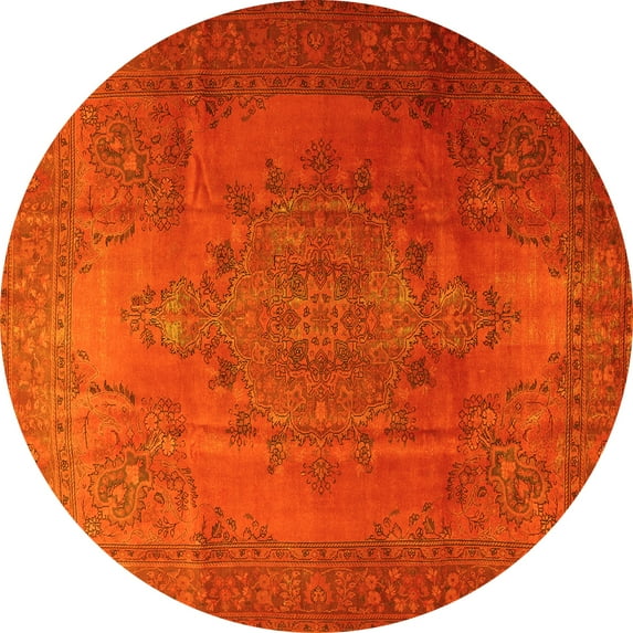 Ahgly Company Machine Washable Indoor Round Persian Yellow Traditional Area Rugs, 7' Round