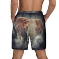 thumbnail image 3 of Sigee Elephant in Smoke Print Mens Swim Trunks with Compression Liner Quick Dry Swim Stretch Beach Shorts with Pockets,S-3XL, 3 of 7