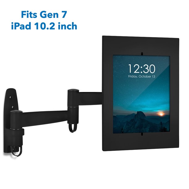 MountIt! Secure iPad Wall Mount Enclosure Swing Arm for iPad 7 Black
