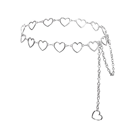 TELOLY Chain Belts for Women Fashion Plus Size Waist Chain Belt Gold Silver Waist Belt Belly Chain Waist Belt Body Chain for Dress Silver Chain Belt