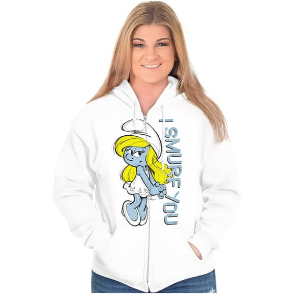 Flirty Smurfette I Smurf You Cartoon Zip Hoodie Sweatshirt Women Brisco Brands S