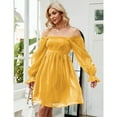 thumbnail image 2 of Women's Long Sleeve Casual Solid Dresses Babydoll Mesh Midi Dress, 2 of 5