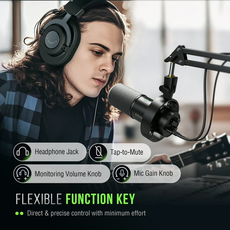 FIFINE, Dynamic Microphone, XLR USB, with Boom Arm Stand - Walmart.com