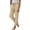 Khaki, variant on FNFYFH Clearance Cotton Linen Pants for Women Striped Print Trousers Drawstring Elastic Waisted Pant with Pockets,Blue