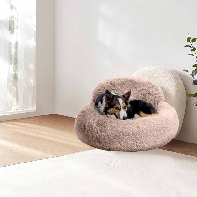 Cama para perros Jaula redonda cálida de poliéster | Funda lavable extraíble | Cama para mascotas pequeña y mediana | Colchoneta acolchada suave y transpirable | Duradero que no se colapsa | 15,7 x