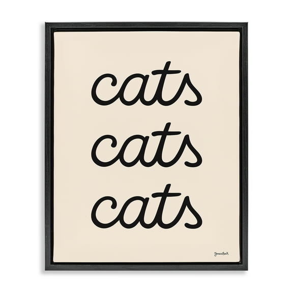 Stupell Industries Cats Repeating Script Animals Painting Black Floater Framed Canvas Art Print Wall Art, 17 x 21